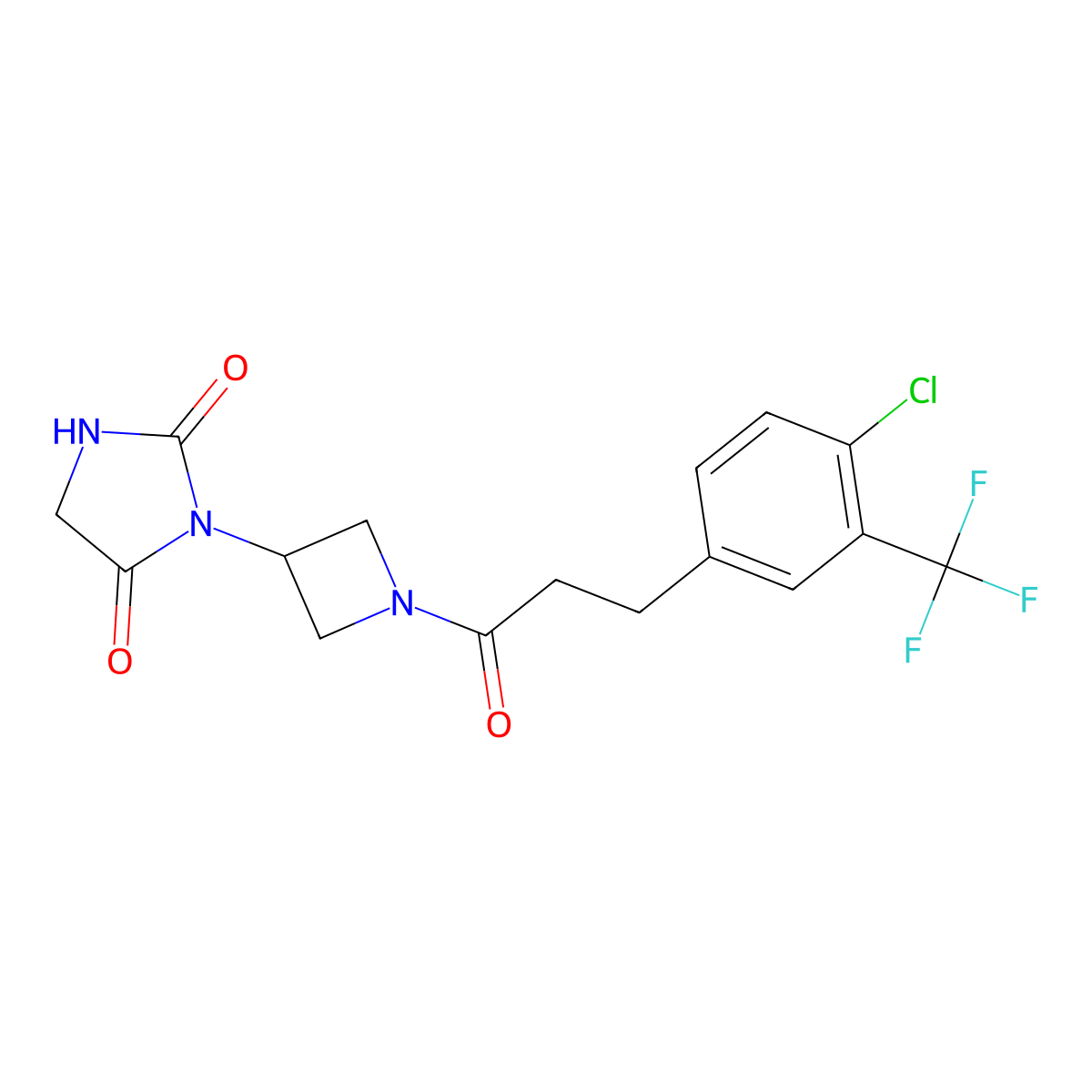 3-(1-{3-[4-Chloro-3-(trifluoromethyl)phenyl]propanoyl}azetidin-3-yl)imidazolidine-2,4-dione molecular structure, CAS 2034364-43-5