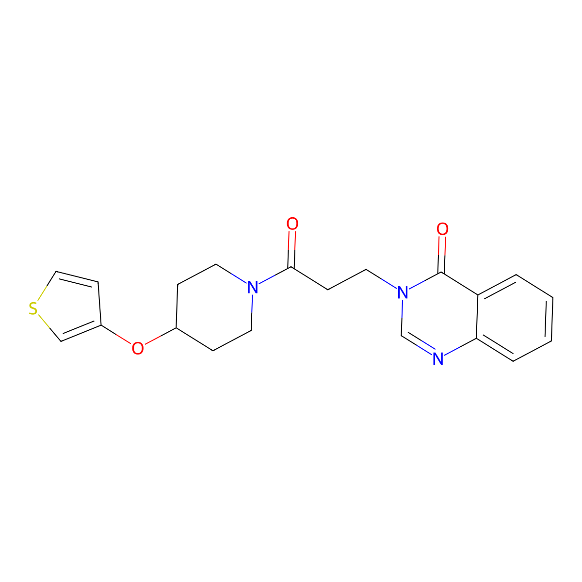 3-(3-oxo-3-(4-(thiophen-3-yloxy)piperidin-1-yl)propyl)quinazolin-4(3H)-one molecular structure, CAS 2034364-47-9
