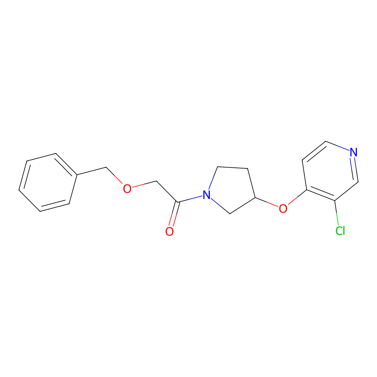 2-(Benzyloxy)-1-(3-((3-chloropyridin-4-yl)oxy)pyrrolidin-1-yl)ethanone molecular structure, CAS 2034364-48-0
