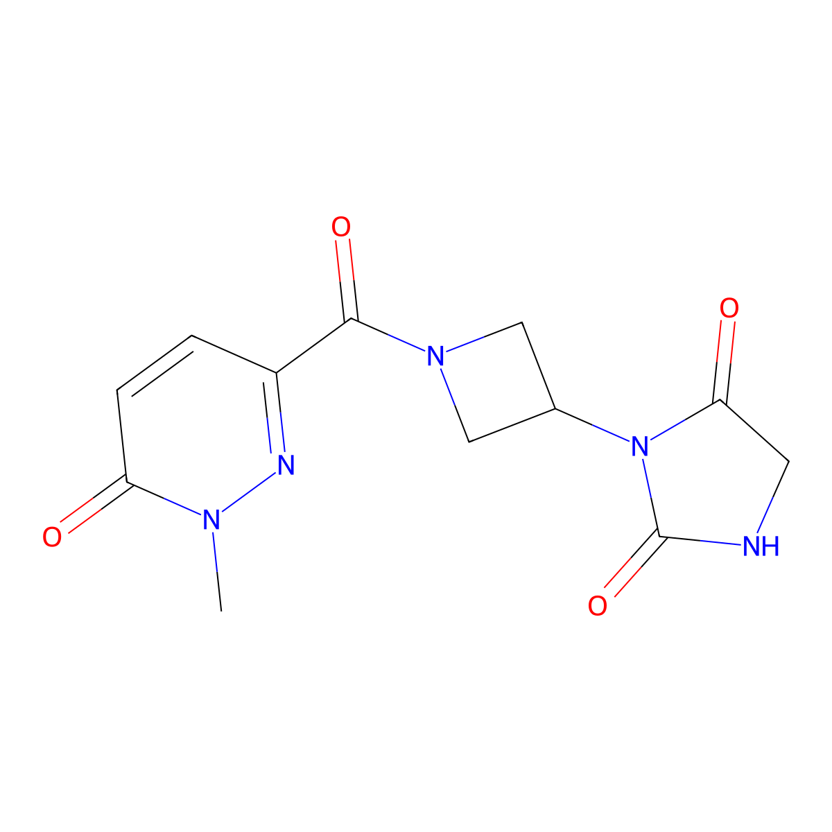 3-[1-(1-Methyl-6-oxo-1,6-dihydropyridazine-3-carbonyl)azetidin-3-yl]imidazolidine-2,4-dione molecular structure, CAS 2034364-52-6