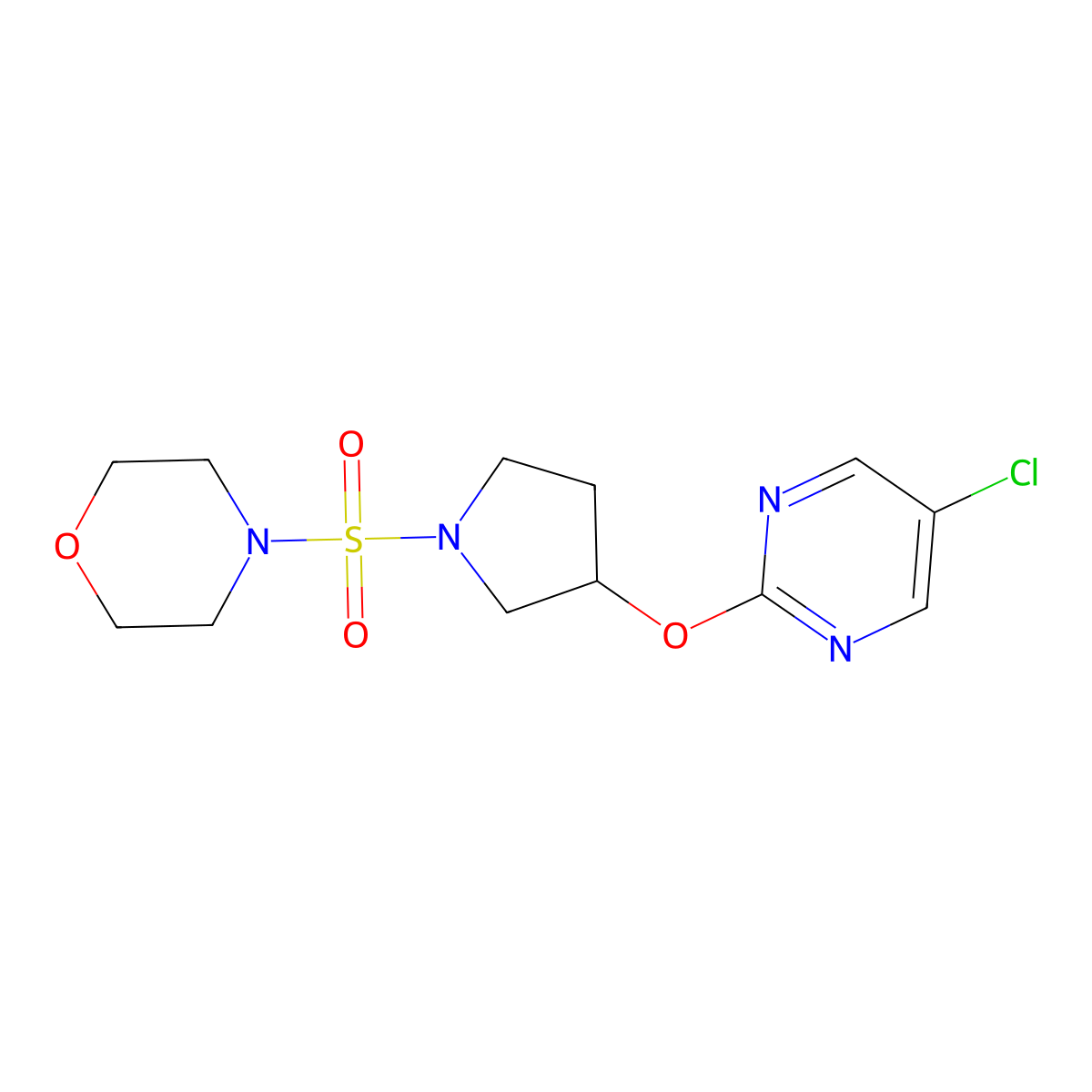 4-((3-((5-Chloropyrimidin-2-yl)oxy)pyrrolidin-1-yl)sulfonyl)morpholine molecular structure, CAS 2034364-57-1