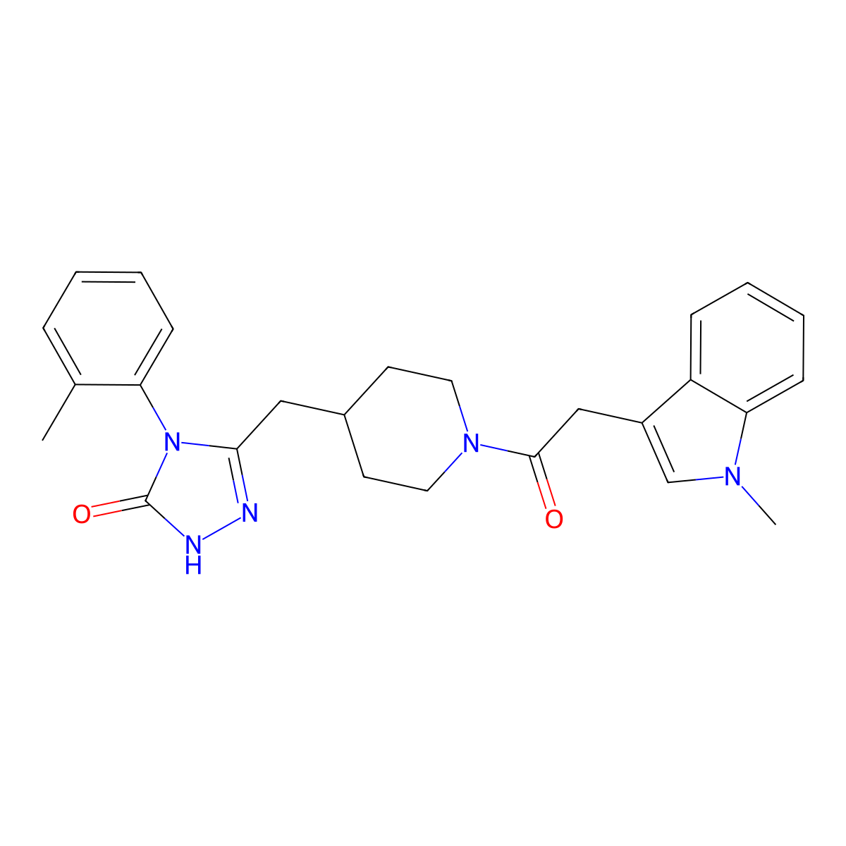 3-((1-(2-(1-methyl-1H-indol-3-yl)acetyl)piperidin-4-yl)methyl)-4-(o-tolyl)-1H-1,2,4-triazol-5(4H)-one molecular structure, CAS 2034364-58-2