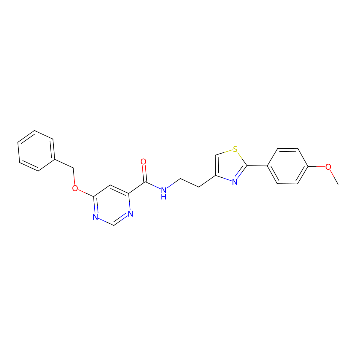 6-(benzyloxy)-N-(2-(2-(4-methoxyphenyl)thiazol-4-yl)ethyl)pyrimidine-4-carboxamide molecular structure, CAS 2034364-59-3