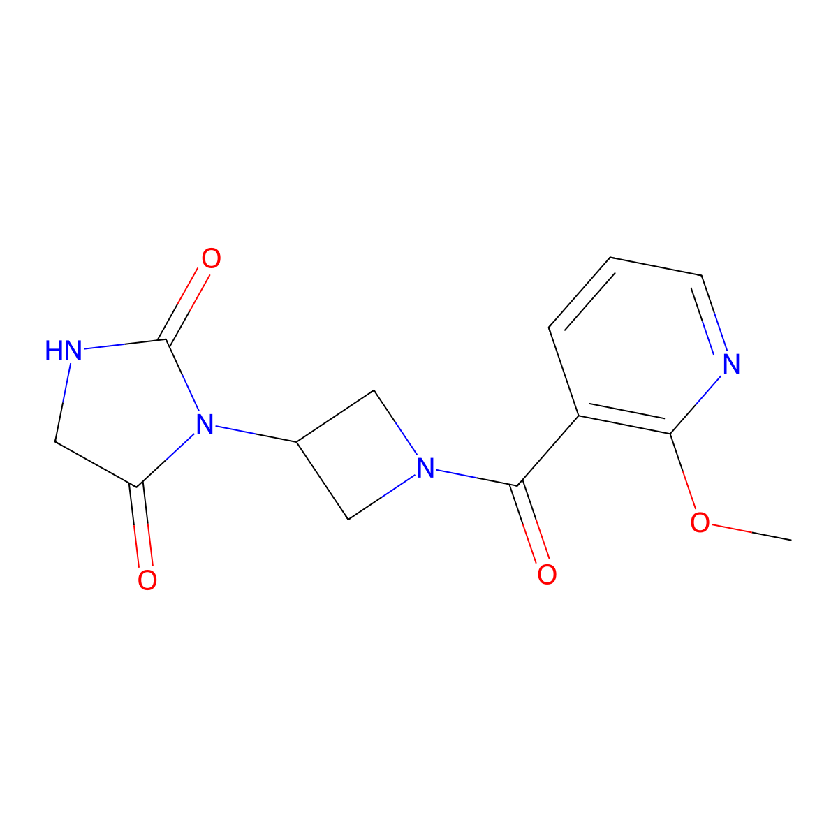 3-(1-(2-Methoxynicotinoyl)azetidin-3-yl)imidazolidine-2,4-dione molecular structure, CAS 2034364-70-8