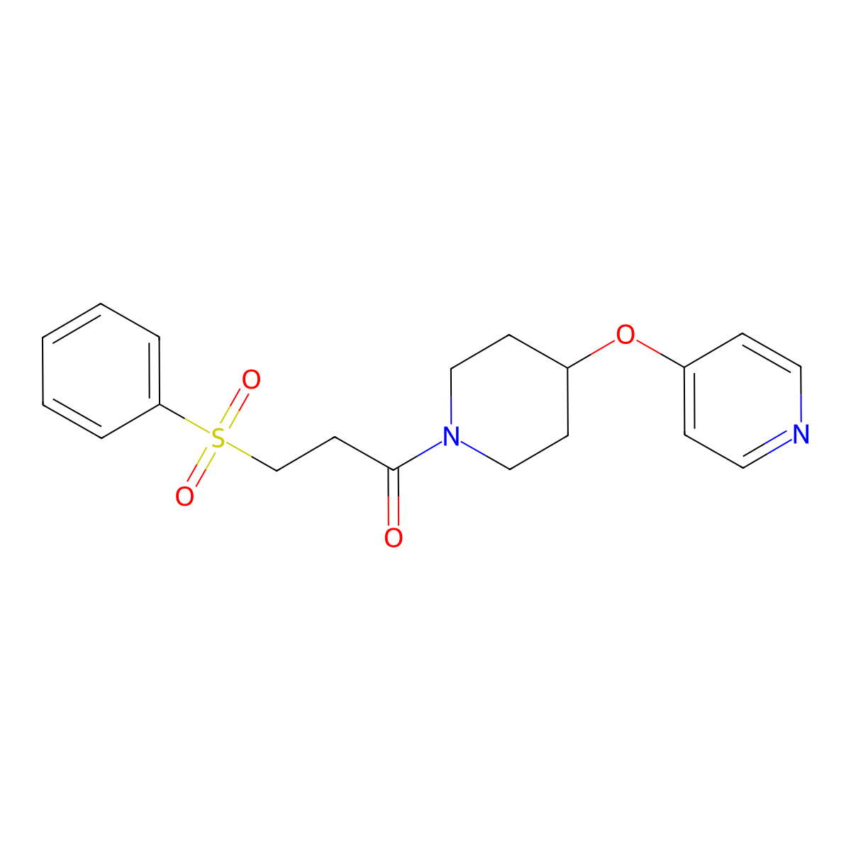3-(Phenylsulfonyl)-1-(4-(pyridin-4-yloxy)piperidin-1-yl)propan-1-one molecular structure, CAS 2034364-73-1