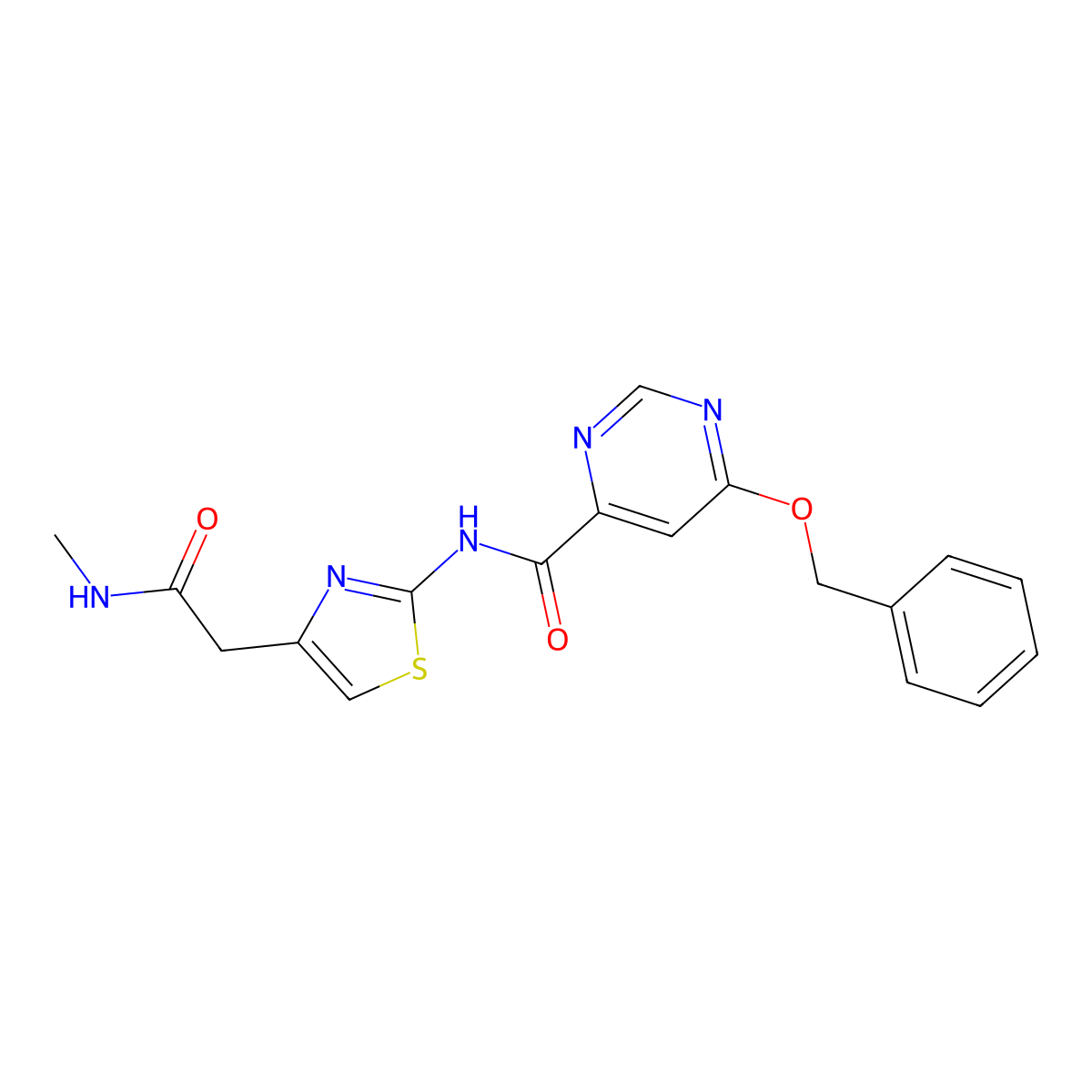 6-(benzyloxy)-N-(4-(2-(methylamino)-2-oxoethyl)thiazol-2-yl)pyrimidine-4-carboxamide molecular structure, CAS 2034364-74-2