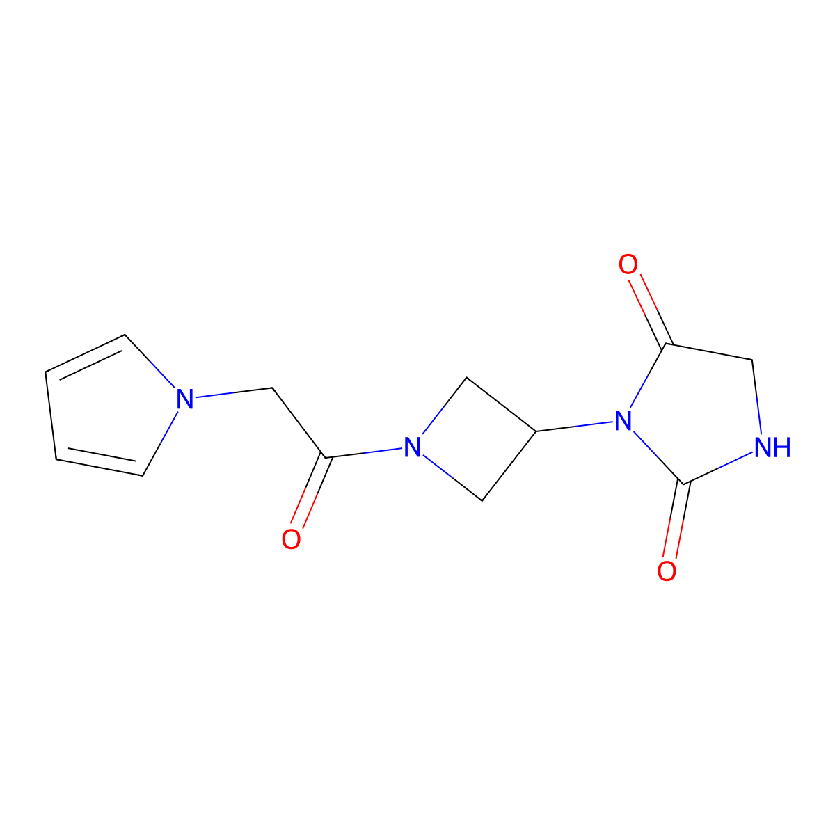 3-{1-[2-(1H-pyrrol-1-yl)acetyl]azetidin-3-yl}imidazolidine-2,4-dione molecular structure, CAS 2034364-77-5