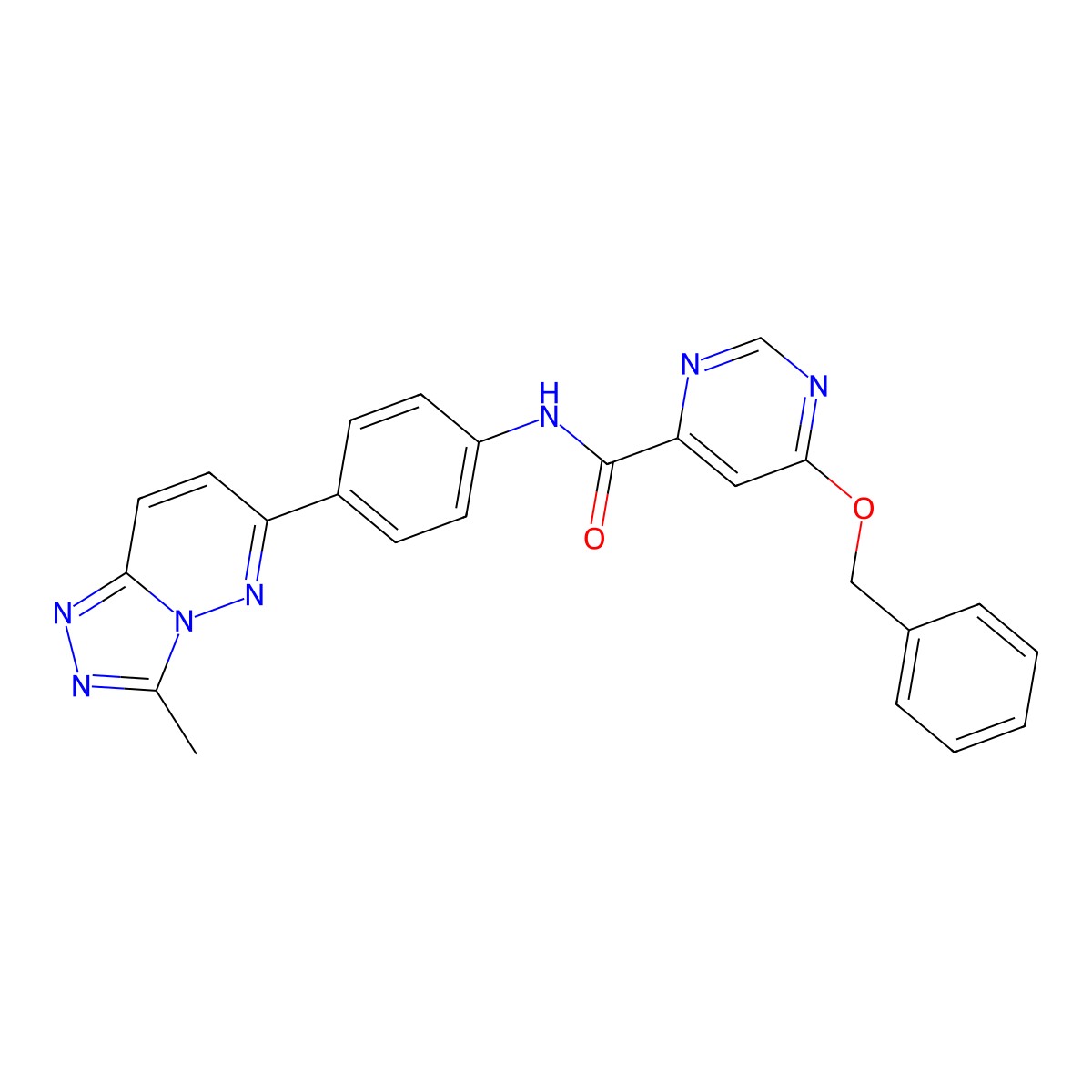 6-(benzyloxy)-N-(4-(3-methyl-[1,2,4]triazolo[4,3-b]pyridazin-6-yl)phenyl)pyrimidine-4-carboxamide molecular structure, CAS 2034364-84-4