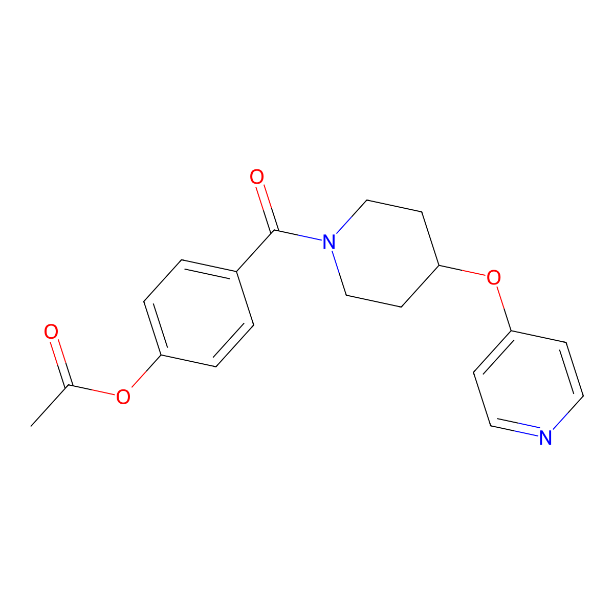 4-(4-(Pyridin-4-yloxy)piperidine-1-carbonyl)phenyl acetate molecular structure, CAS 2034364-86-6