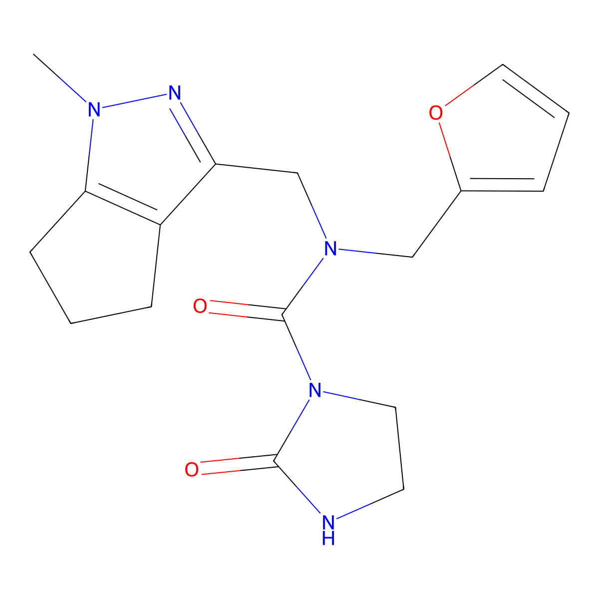 N-(furan-2-ylmethyl)-N-((1-methyl-1,4,5,6-tetrahydrocyclopenta[c]pyrazol-3-yl)methyl)-2-oxoimidazolidine-1-carboxamide molecular structure, CAS 2034364-88-8