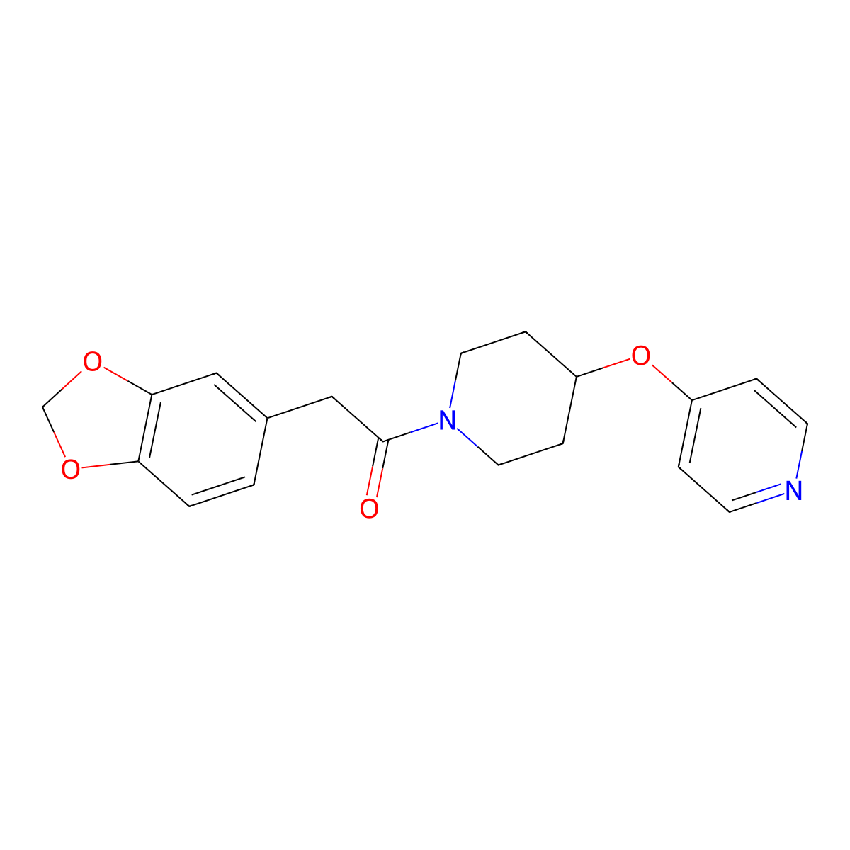 2-(Benzo[d][1,3]dioxol-5-yl)-1-(4-(pyridin-4-yloxy)piperidin-1-yl)ethanone molecular structure, CAS 2034364-92-4