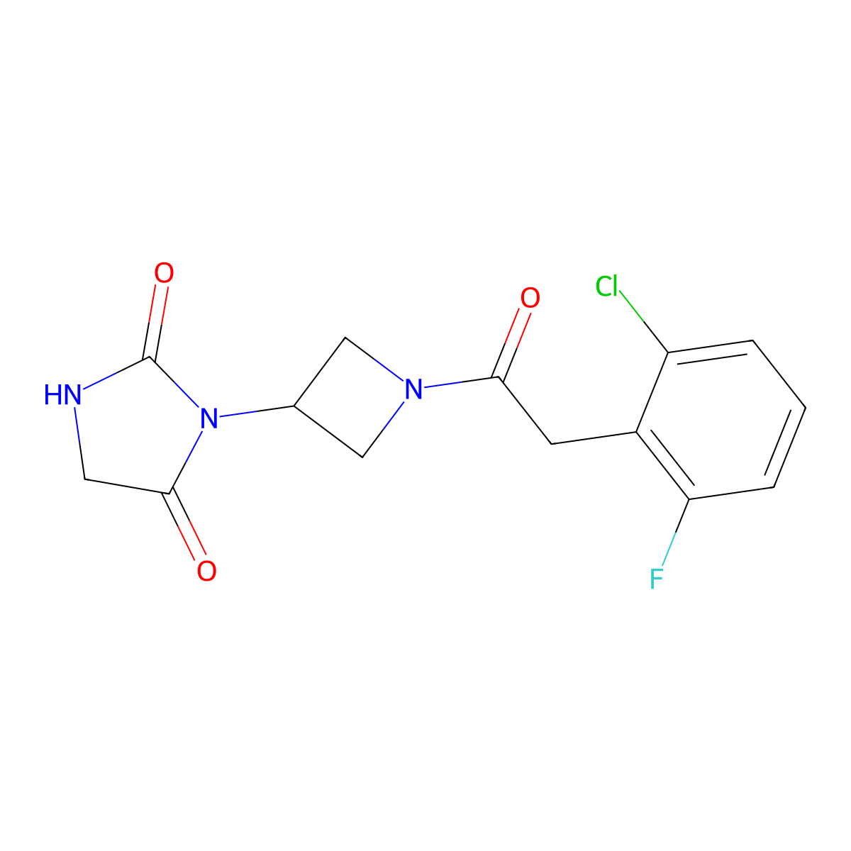 3-{1-[2-(2-Chloro-6-fluorophenyl)acetyl]azetidin-3-yl}imidazolidine-2,4-dione molecular structure, CAS 2034364-95-7