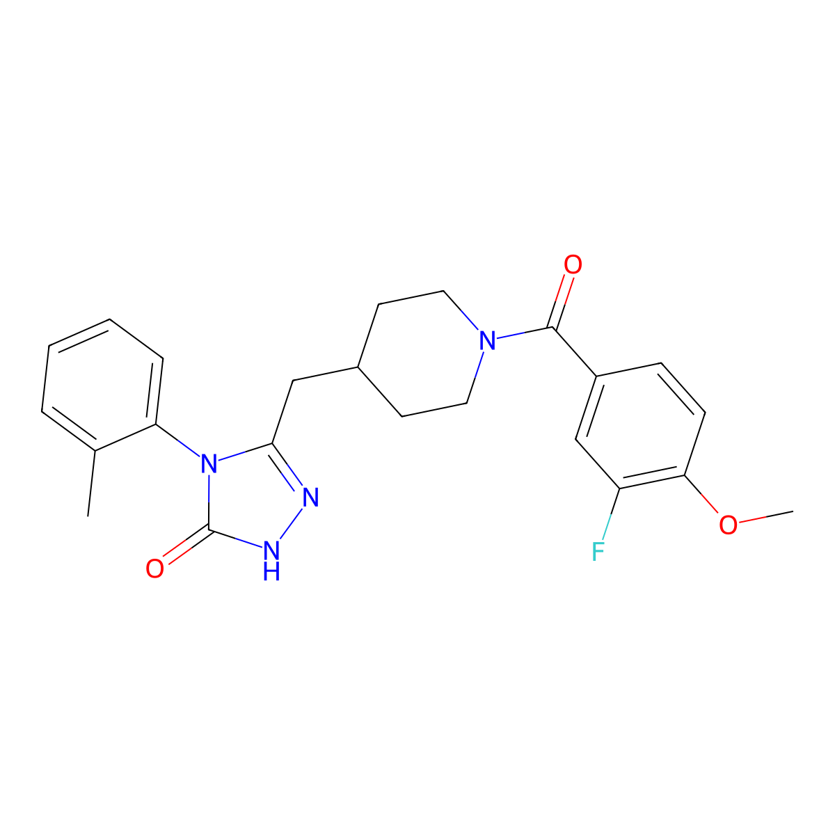 3-((1-(3-fluoro-4-methoxybenzoyl)piperidin-4-yl)methyl)-4-(o-tolyl)-1H-1,2,4-triazol-5(4H)-one molecular structure, CAS 2034364-99-1