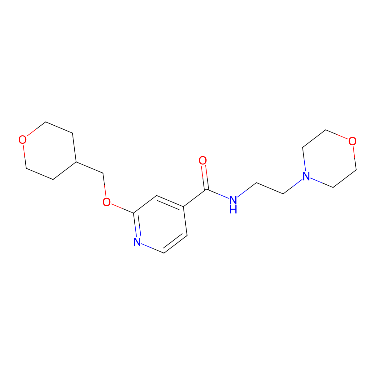 N-(2-morpholinoethyl)-2-((tetrahydro-2H-pyran-4-yl)methoxy)isonicotinamide molecular structure, CAS 2034365-04-1