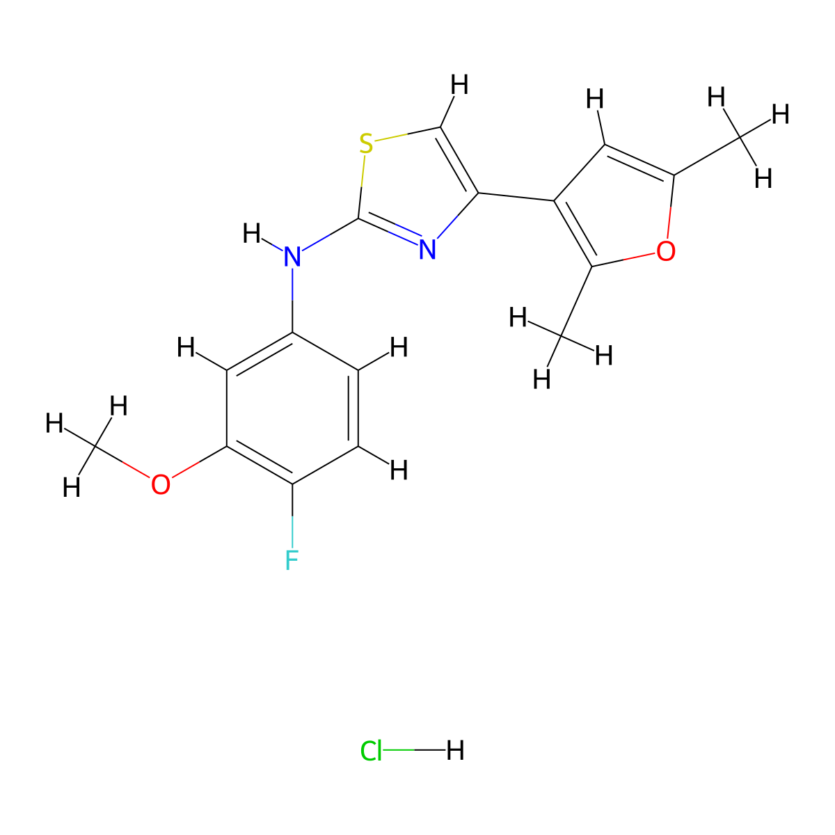 4-(2,5-dimethylfuran-3-yl)-N-(4-fluoro-3-methoxyphenyl)thiazol-2-amine hydrochloride molecular structure, CAS 2034365-05-2