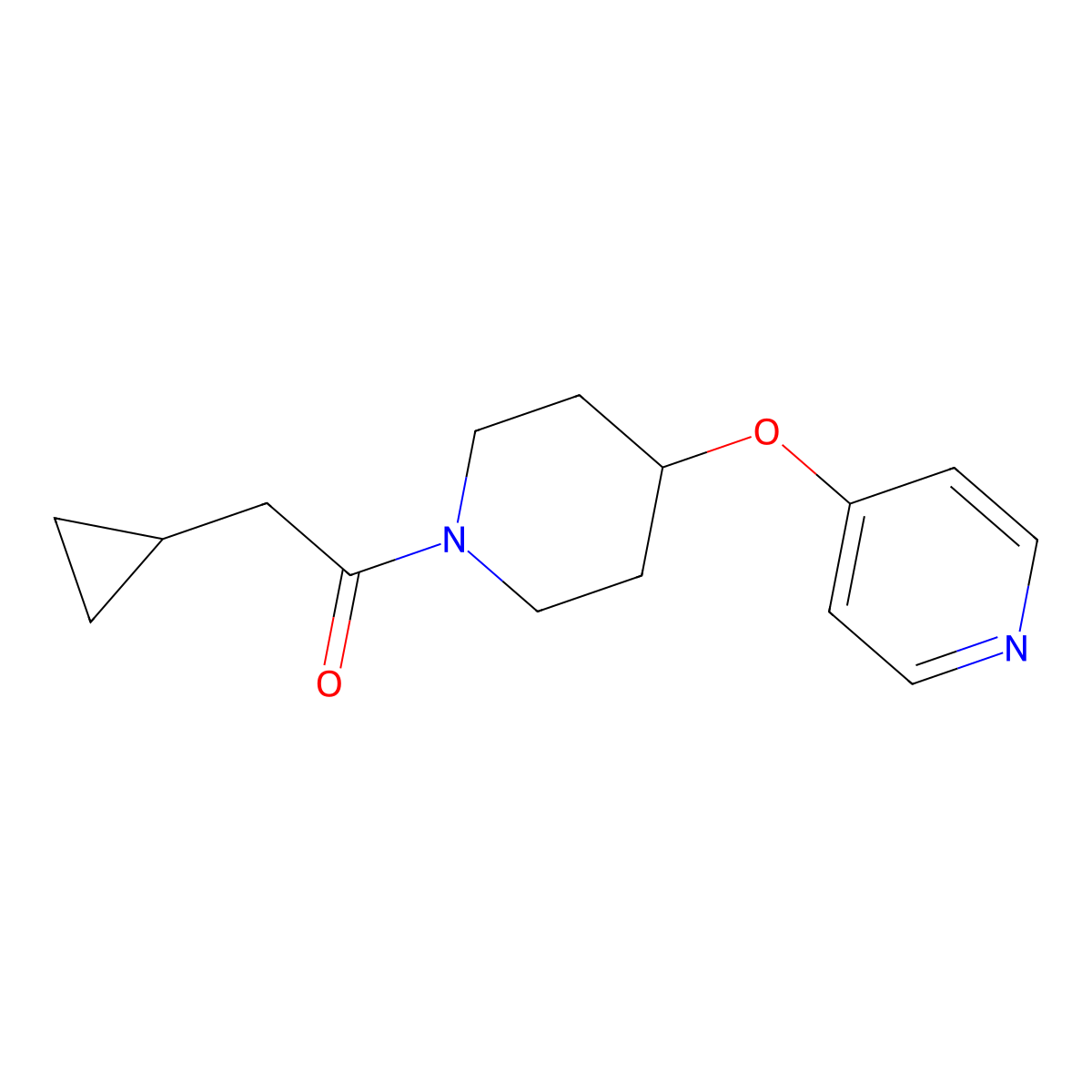 2-Cyclopropyl-1-(4-(pyridin-4-yloxy)piperidin-1-yl)ethanone molecular structure, CAS 2034365-09-6