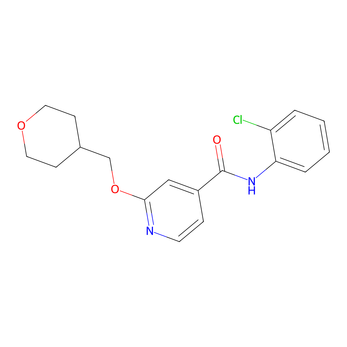 N-(2-chlorophenyl)-2-((tetrahydro-2H-pyran-4-yl)methoxy)isonicotinamide molecular structure, CAS 2034365-13-2