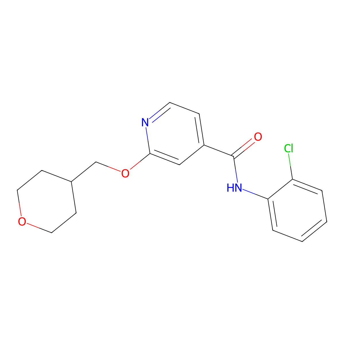 N-(2-chlorophenyl)-2-((tetrahydro-2H-pyran-4-yl)methoxy)isonicotinamide molecular structure, CAS 2034365-13-2