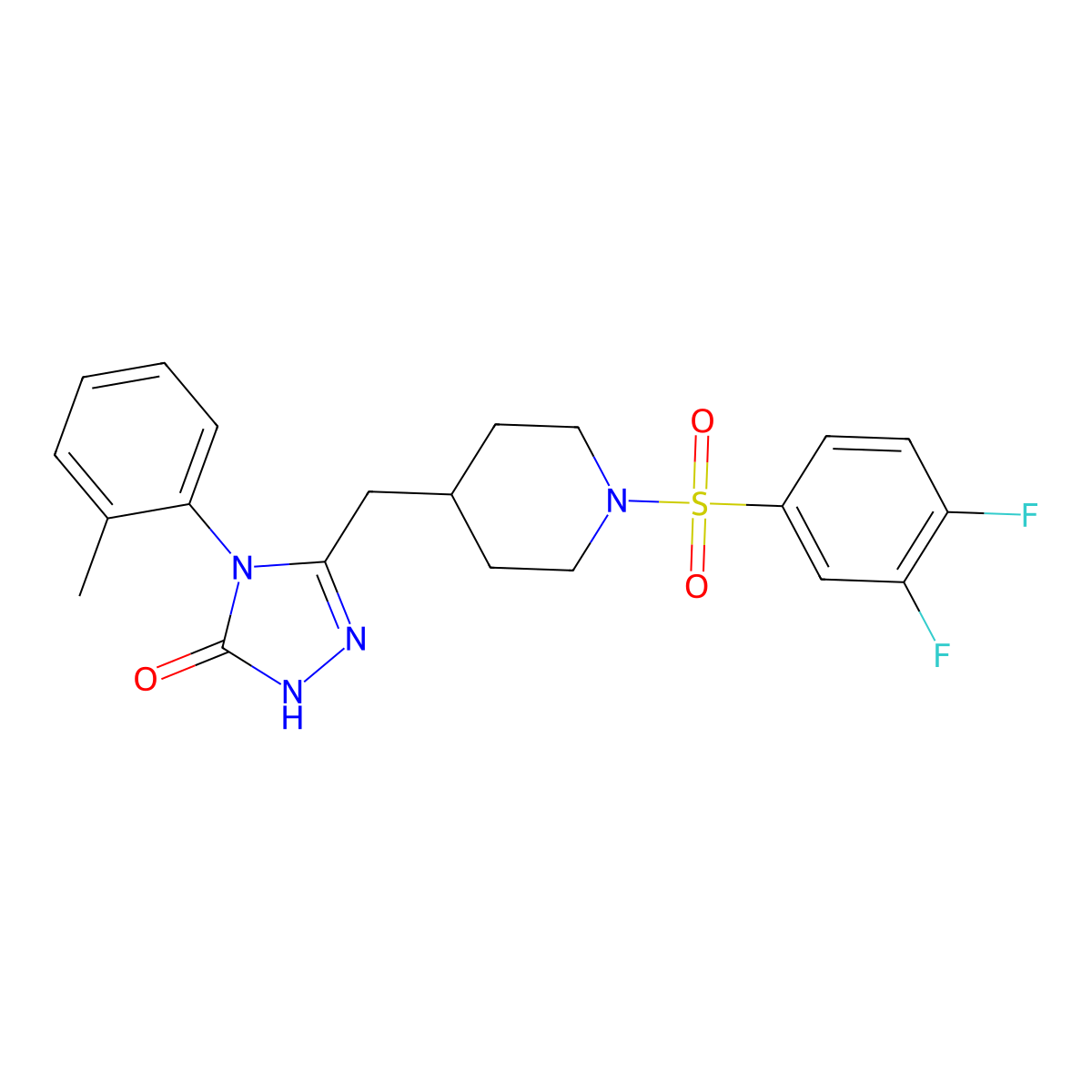 3-((1-((3,4-difluorophenyl)sulfonyl)piperidin-4-yl)methyl)-4-(o-tolyl)-1H-1,2,4-triazol-5(4H)-one molecular structure, CAS 2034365-29-0