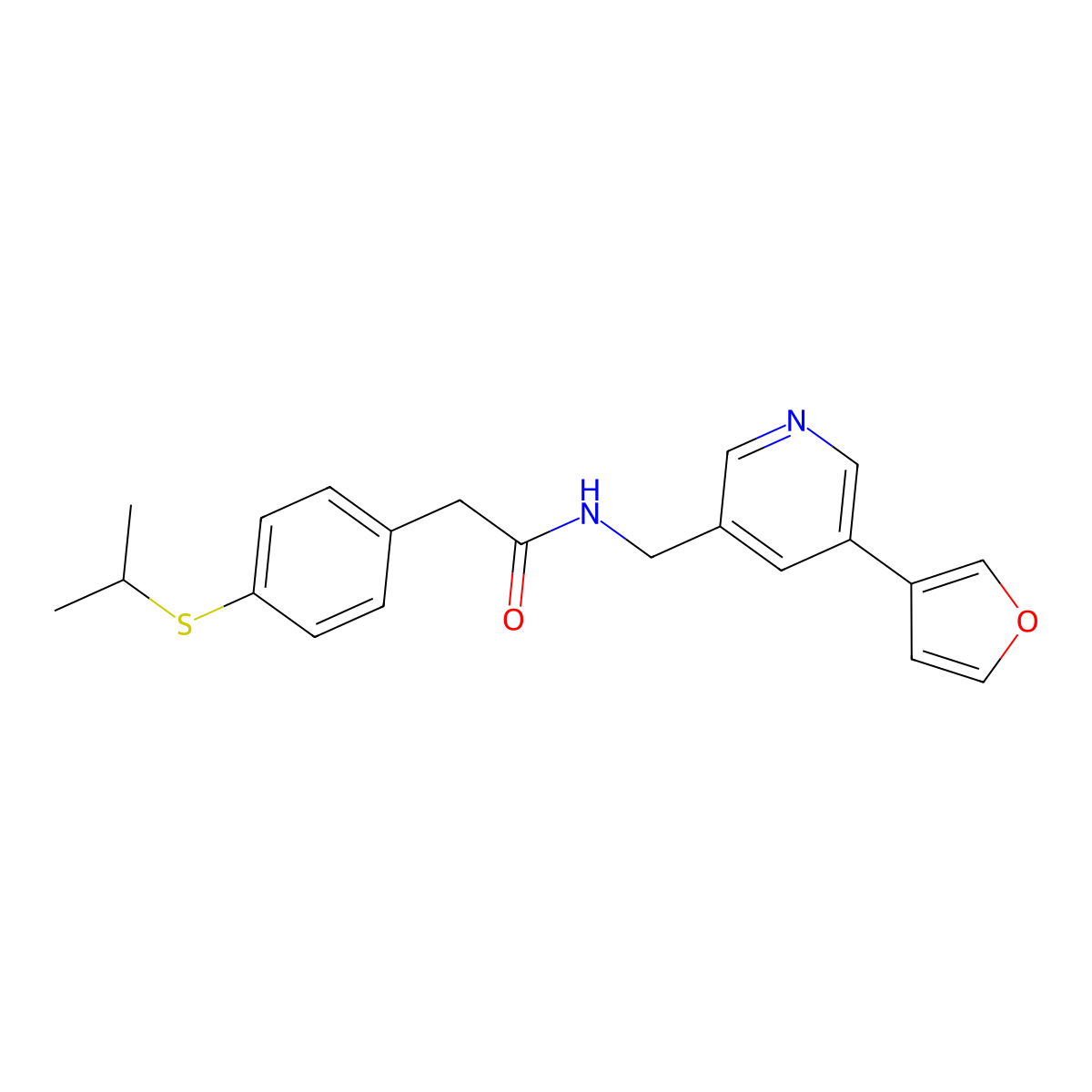 N-((5-(furan-3-yl)pyridin-3-yl)methyl)-2-(4-(isopropylthio)phenyl)acetamide molecular structure, CAS 2034365-33-6