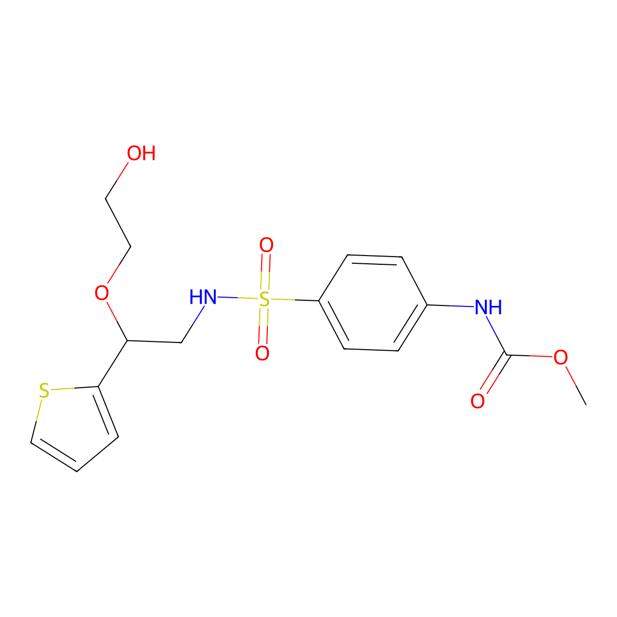 methyl (4-(N-(2-(2-hydroxyethoxy)-2-(thiophen-2-yl)ethyl)sulfamoyl)phenyl)carbamate molecular structure, CAS 2034365-34-7