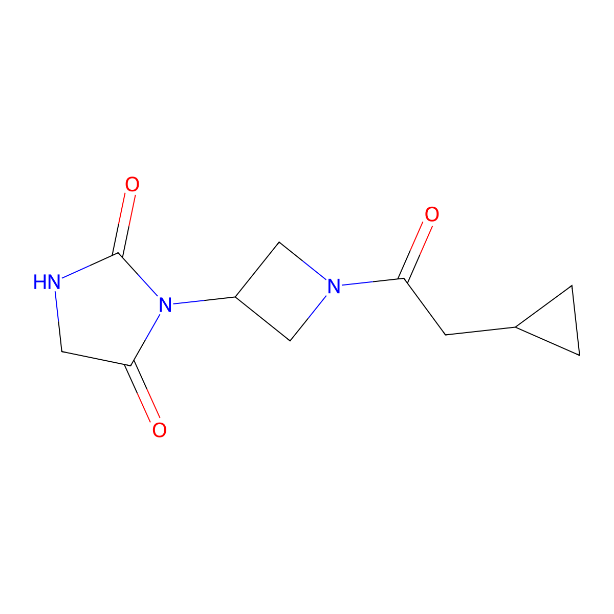 3-[1-(2-Cyclopropylacetyl)azetidin-3-yl]imidazolidine-2,4-dione molecular structure, CAS 2034365-40-5