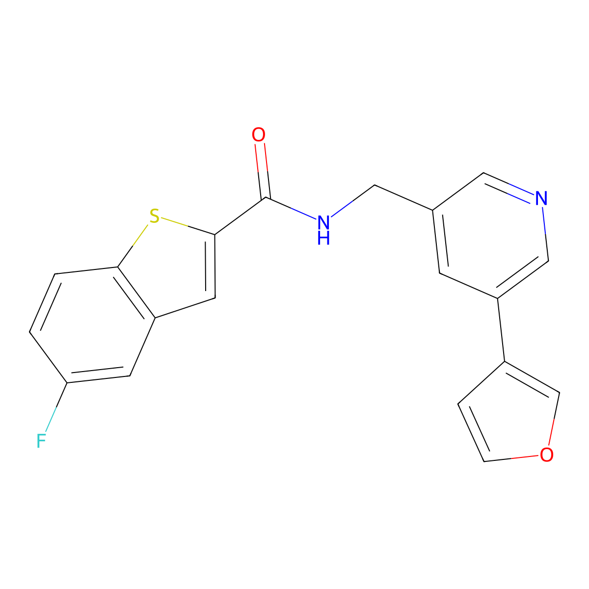 5-fluoro-N-{[5-(furan-3-yl)pyridin-3-yl]methyl}-1-benzothiophene-2-carboxamide molecular structure, CAS 2034365-57-4