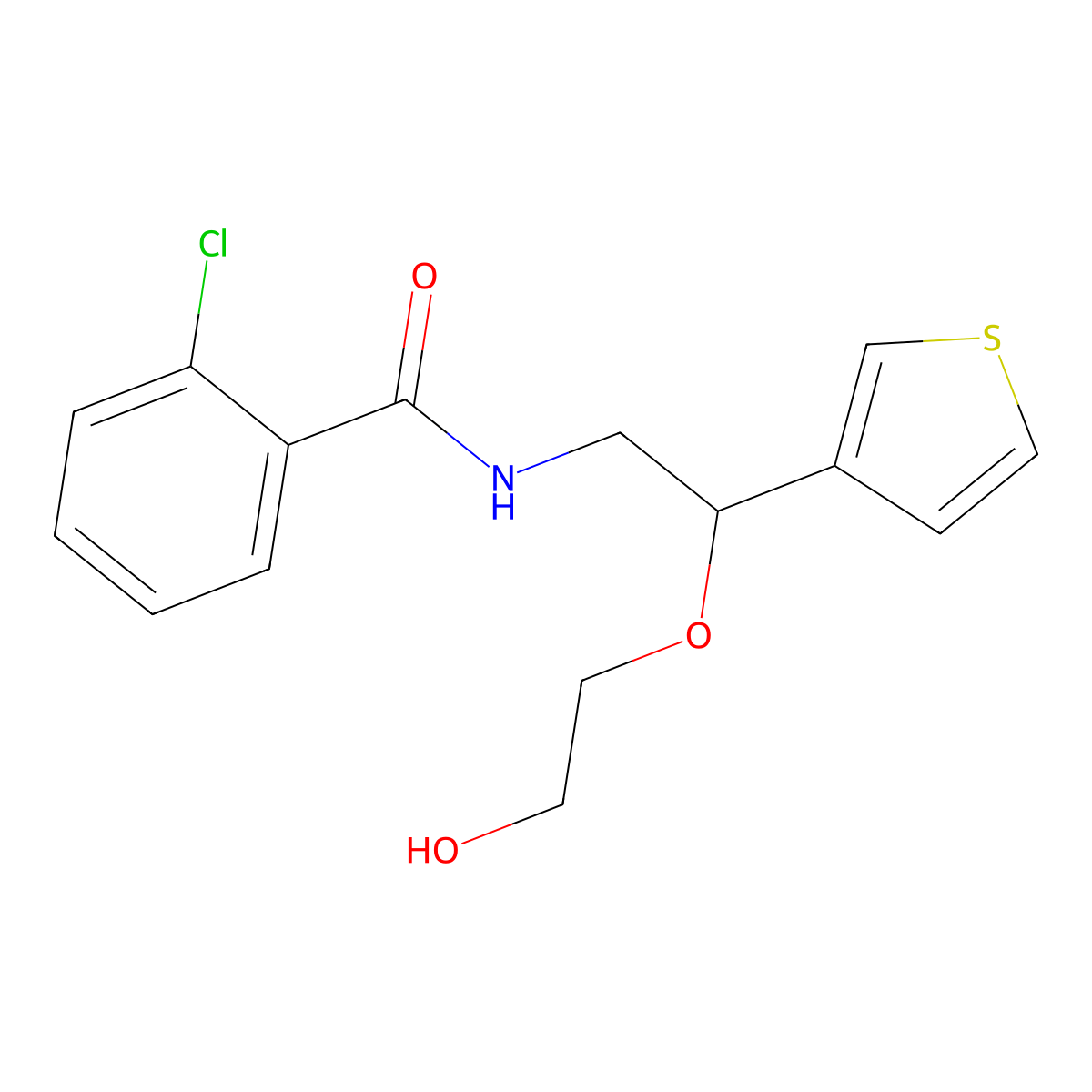 2-chloro-N-[2-(2-hydroxyethoxy)-2-(thiophen-3-yl)ethyl]benzamide molecular structure, CAS 2034365-58-5