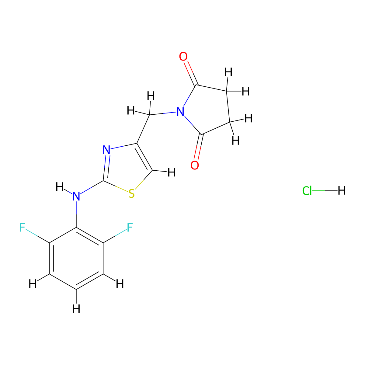 1-((2-((2,6-Difluorophenyl)amino)thiazol-4-yl)methyl)pyrrolidine-2,5-dione hydrochloride molecular structure, CAS 2034365-59-6