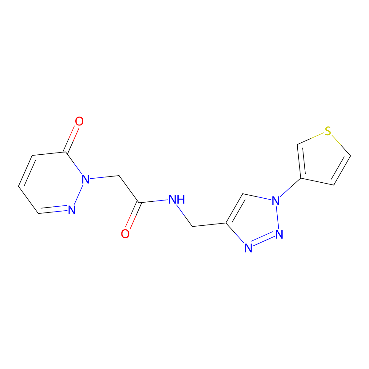 2-(6-oxopyridazin-1(6H)-yl)-N-((1-(thiophen-3-yl)-1H-1,2,3-triazol-4-yl)methyl)acetamide molecular structure, CAS 2034365-68-7