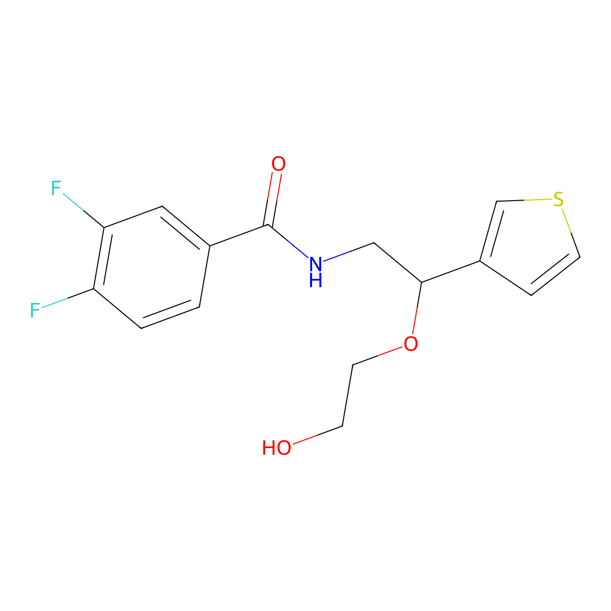 3,4-difluoro-N-[2-(2-hydroxyethoxy)-2-(thiophen-3-yl)ethyl]benzamide molecular structure, CAS 2034365-69-8