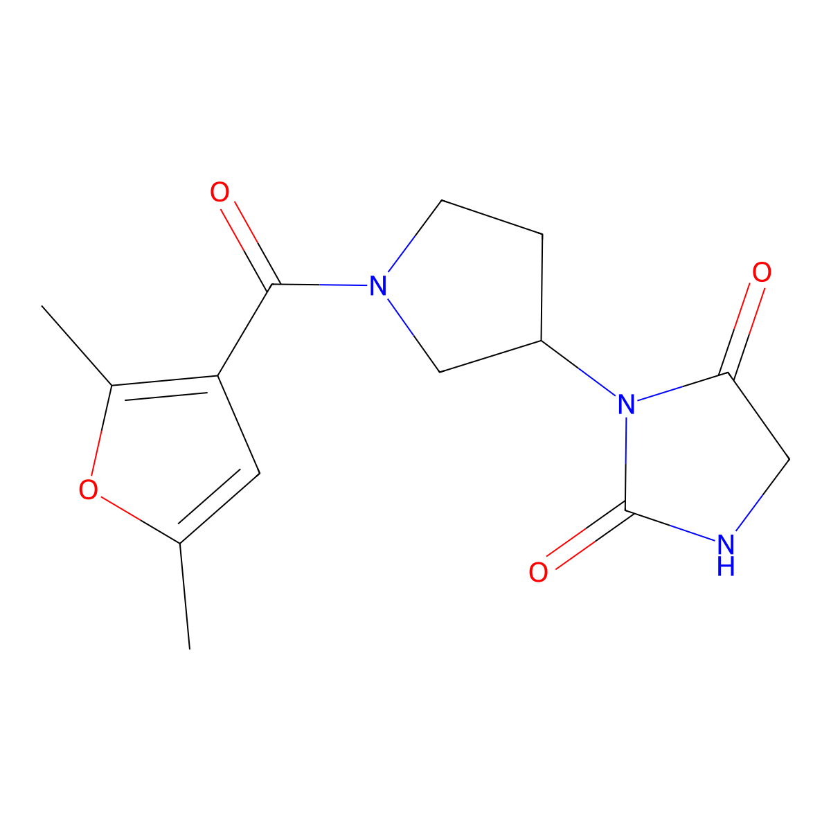 3-[1-(2,5-Dimethylfuran-3-carbonyl)pyrrolidin-3-yl]imidazolidine-2,4-dione molecular structure, CAS 2034365-74-5