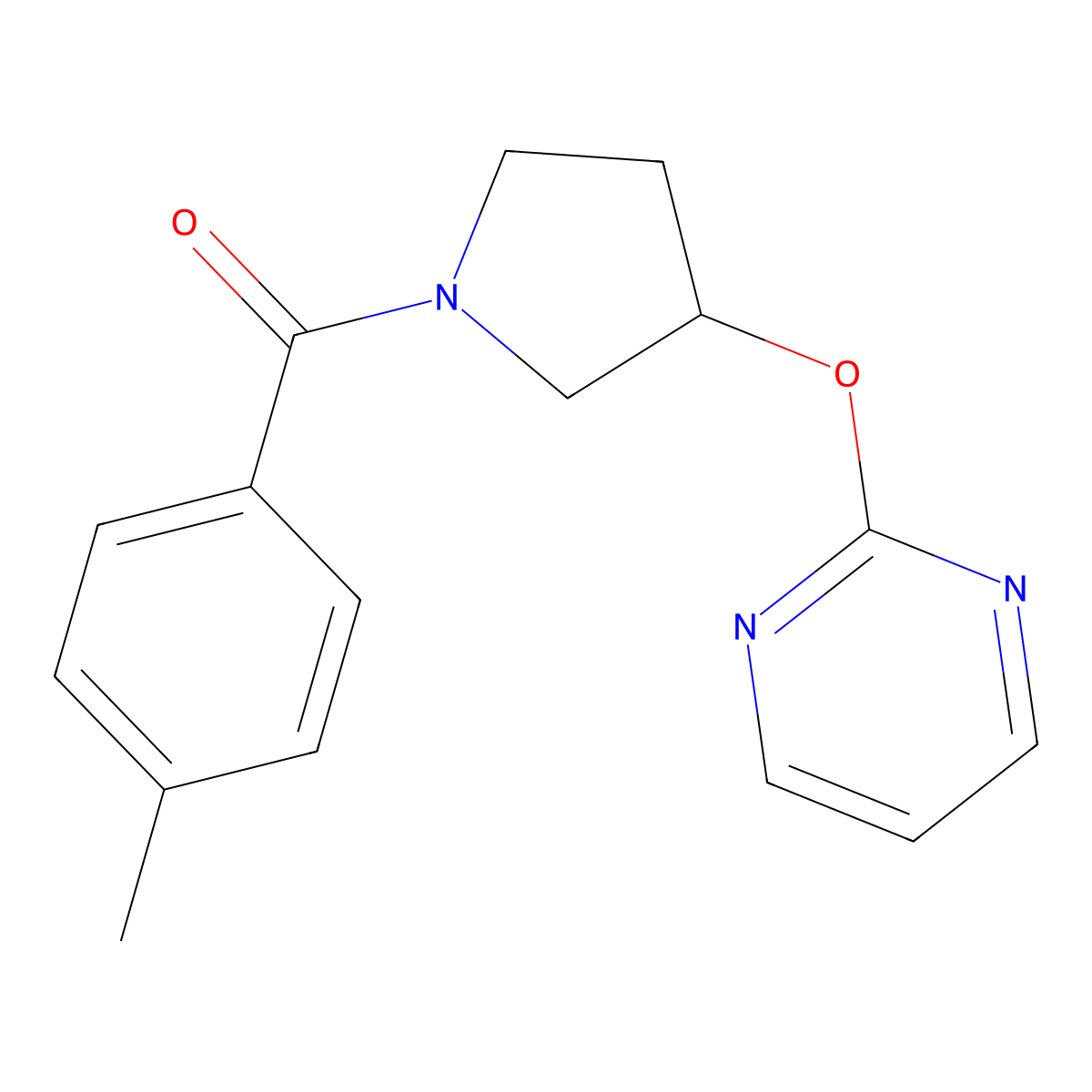 (3-(Pyrimidin-2-yloxy)pyrrolidin-1-yl)(p-tolyl)methanone molecular structure, CAS 2034365-78-9
