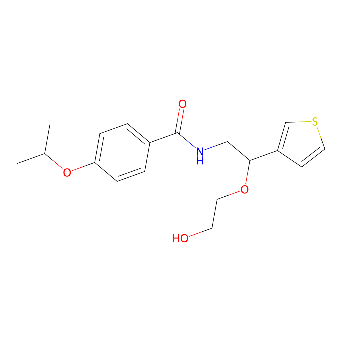 N-(2-(2-hydroxyethoxy)-2-(thiophen-3-yl)ethyl)-4-isopropoxybenzamide molecular structure, CAS 2034365-81-4
