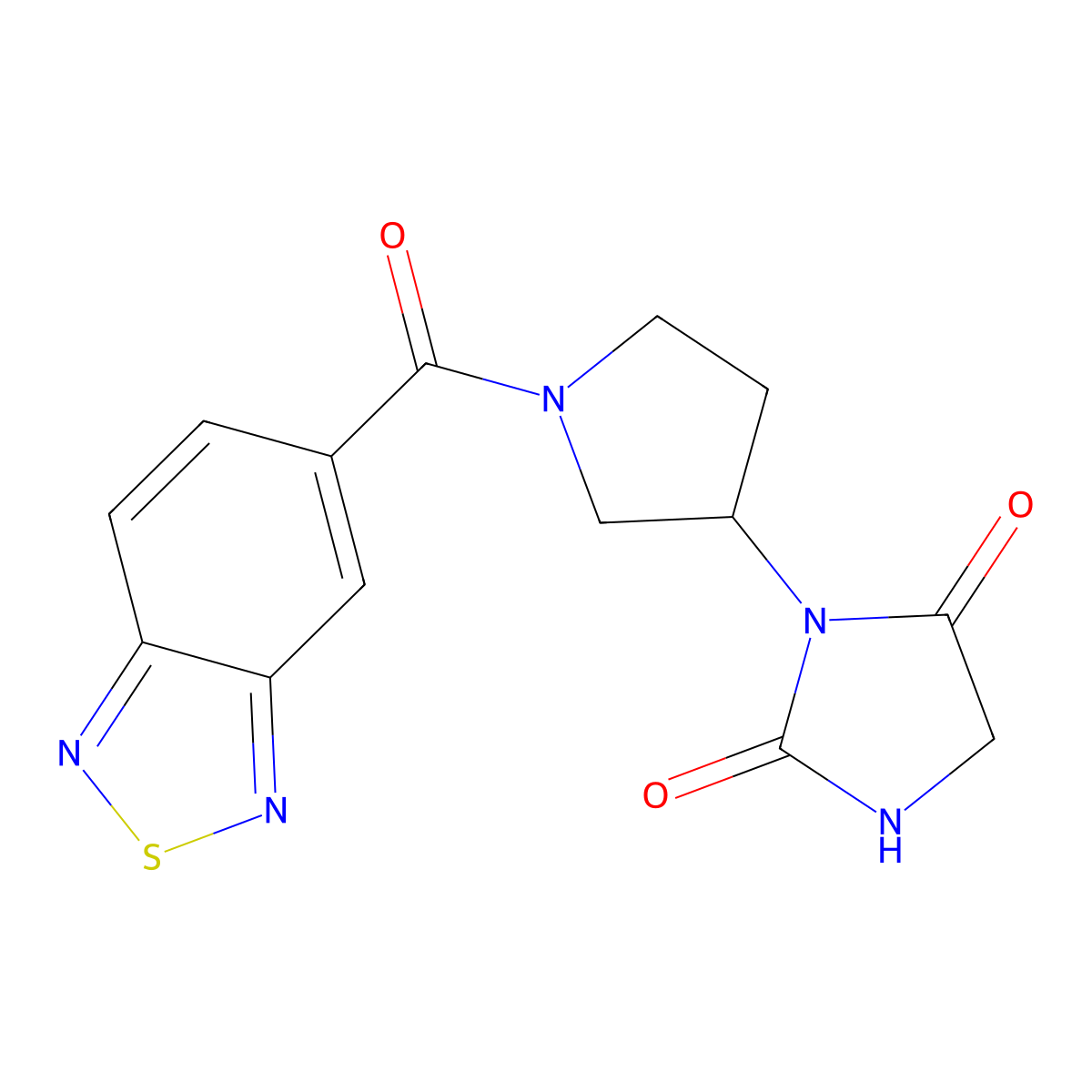 3-[1-(2,1,3-Benzothiadiazole-5-carbonyl)pyrrolidin-3-yl]imidazolidine-2,4-dione molecular structure, CAS 2034365-83-6
