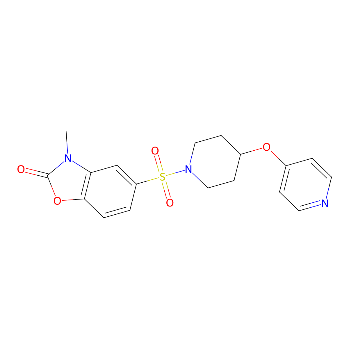 3-methyl-5-((4-(pyridin-4-yloxy)piperidin-1-yl)sulfonyl)benzo[d]oxazol-2(3H)-one molecular structure, CAS 2034365-85-8