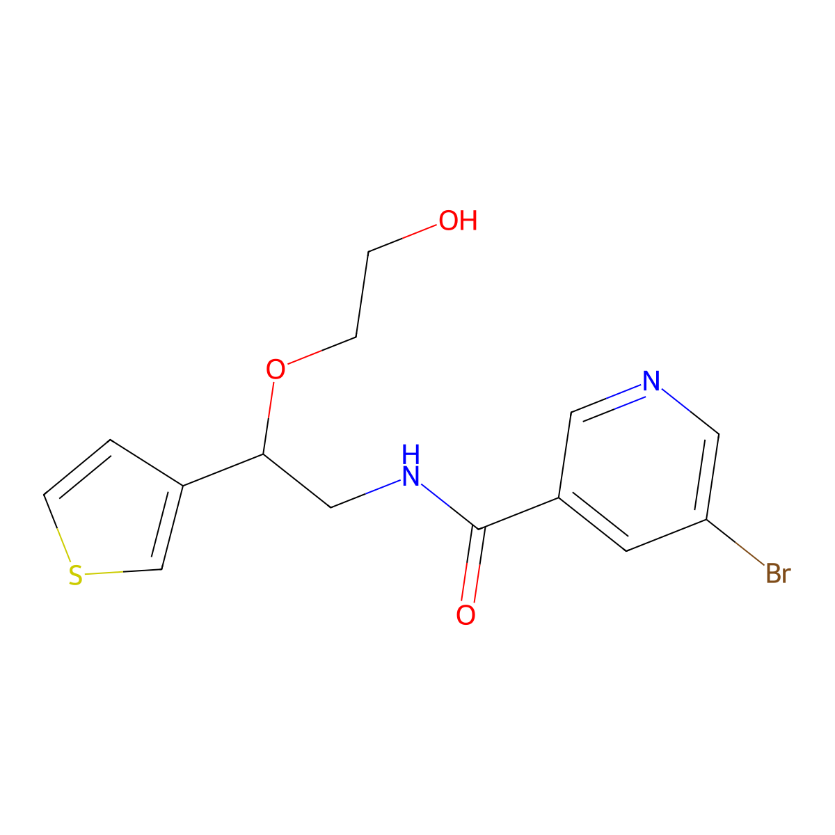 5-bromo-N-(2-(2-hydroxyethoxy)-2-(thiophen-3-yl)ethyl)nicotinamide molecular structure, CAS 2034365-92-7