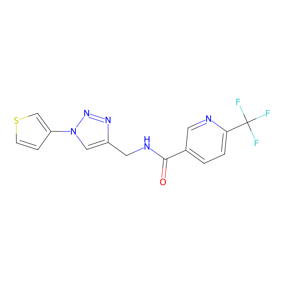 N-((1-(thiophen-3-yl)-1H-1,2,3-triazol-4-yl)methyl)-6-(trifluoromethyl)nicotinamide molecular structure, CAS 2034365-93-8