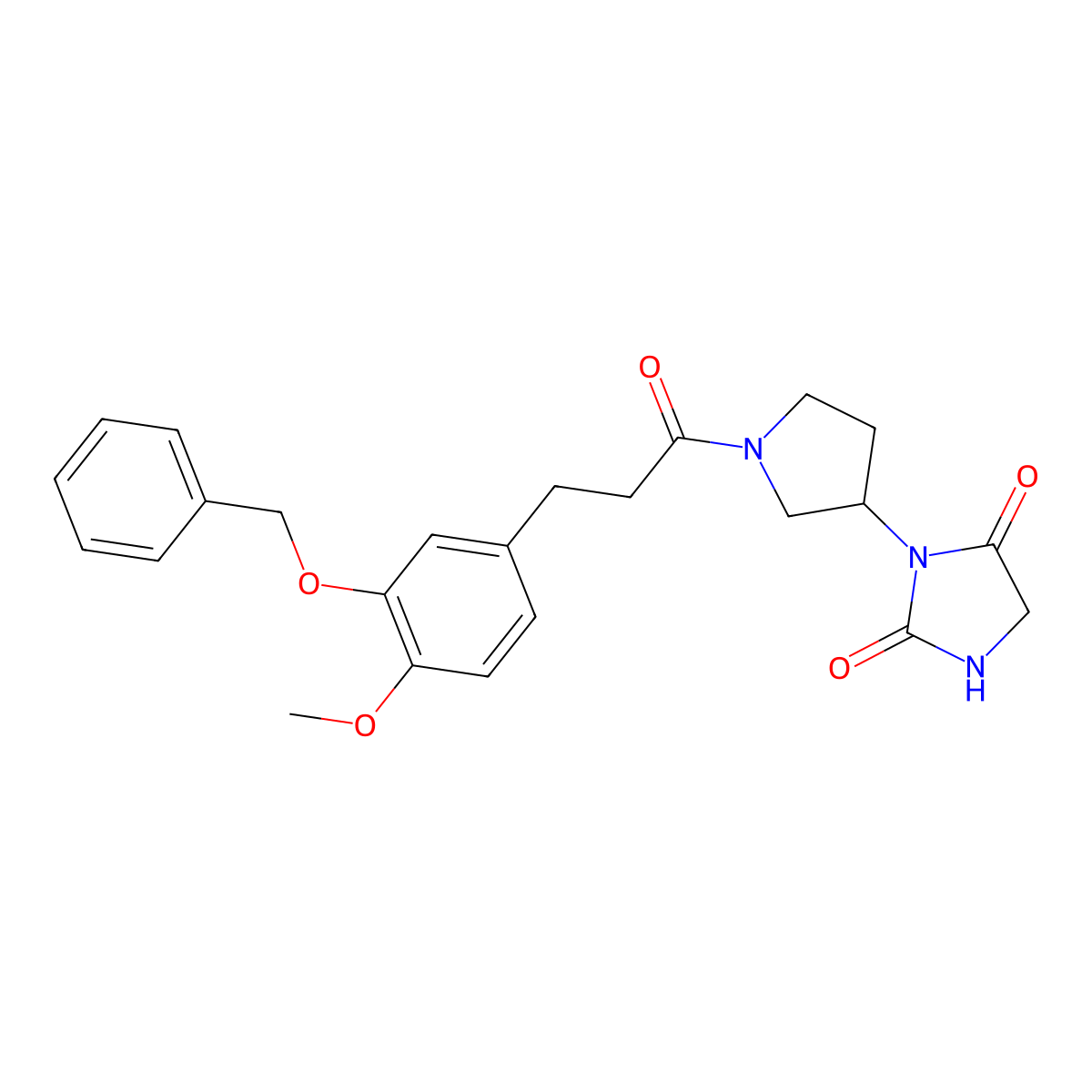 3-(1-(3-(3-(Benzyloxy)-4-methoxyphenyl)propanoyl)pyrrolidin-3-yl)imidazolidine-2,4-dione molecular structure, CAS 2034365-98-3
