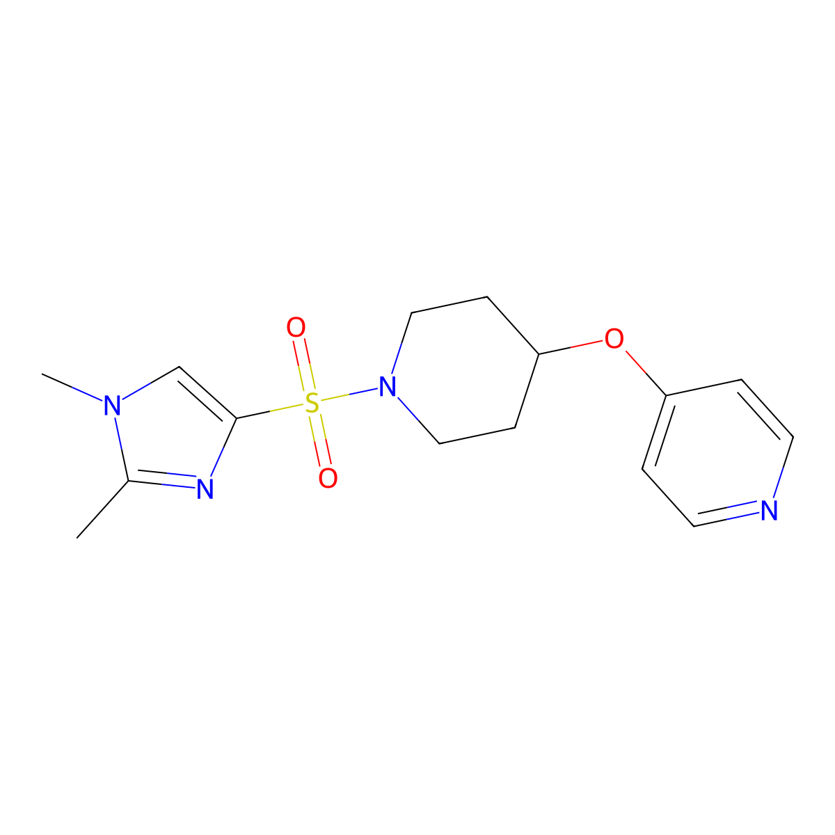 4-({1-[(1,2-dimethyl-1H-imidazol-4-yl)sulfonyl]piperidin-4-yl}oxy)pyridine molecular structure, CAS 2034365-99-4