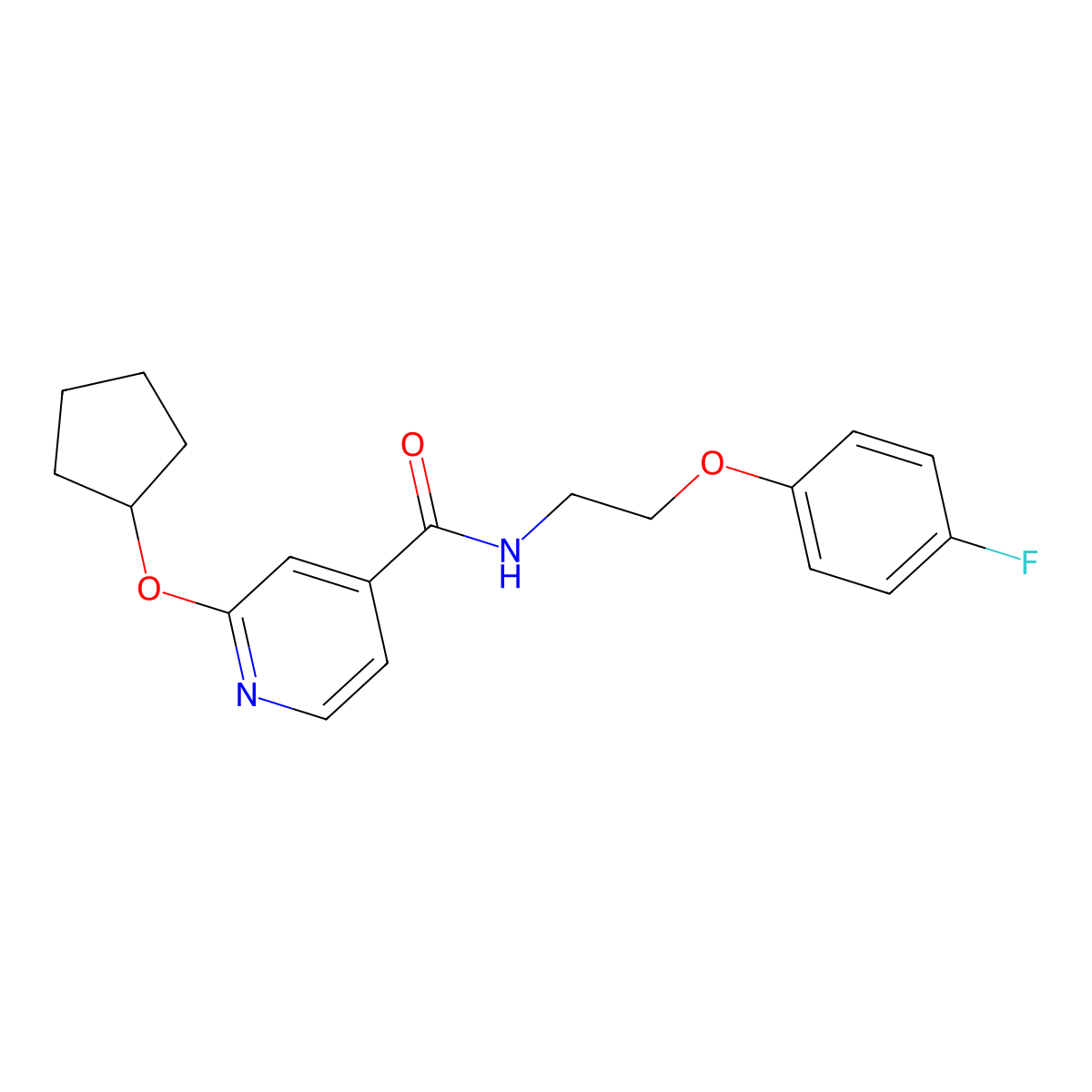 2-(cyclopentyloxy)-N-(2-(4-fluorophenoxy)ethyl)isonicotinamide molecular structure, CAS 2034366-06-6