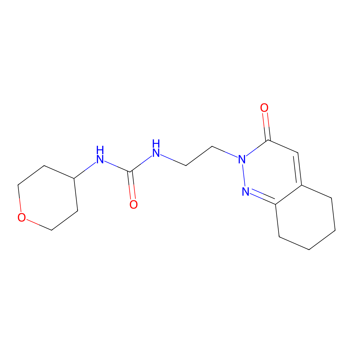 1-(2-(3-oxo-5,6,7,8-tetrahydrocinnolin-2(3H)-yl)ethyl)-3-(tetrahydro-2H-pyran-4-yl)urea molecular structure, CAS 2034366-10-2
