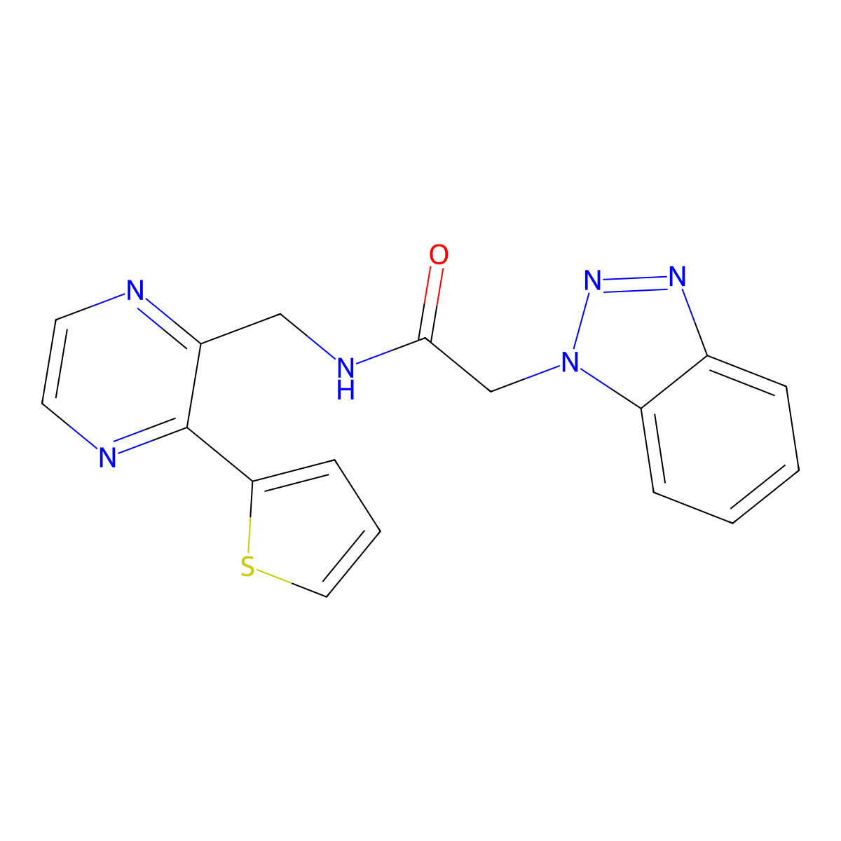 2-(1H-benzo[d][1,2,3]triazol-1-yl)-N-((3-(thiophen-2-yl)pyrazin-2-yl)methyl)acetamide molecular structure, CAS 2034366-13-5