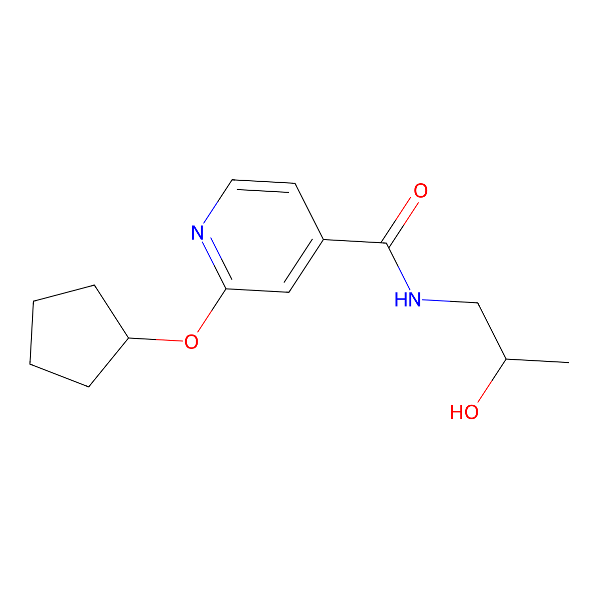 2-(cyclopentyloxy)-N-(2-hydroxypropyl)isonicotinamide molecular structure, CAS 2034366-17-9