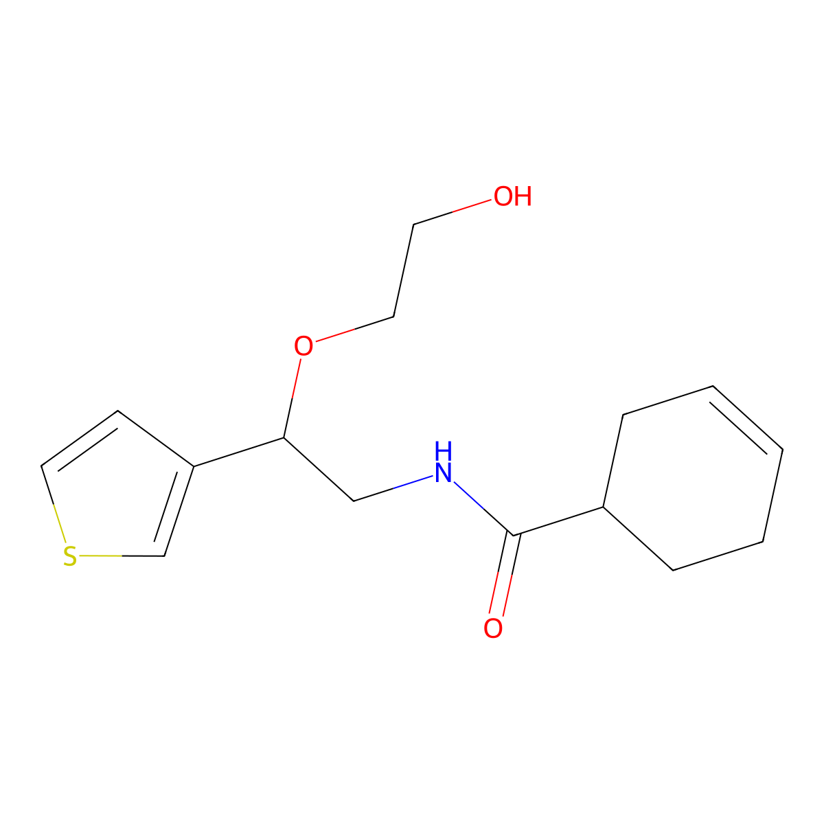 N-(2-(2-hydroxyethoxy)-2-(thiophen-3-yl)ethyl)cyclohex-3-enecarboxamide molecular structure, CAS 2034366-18-0