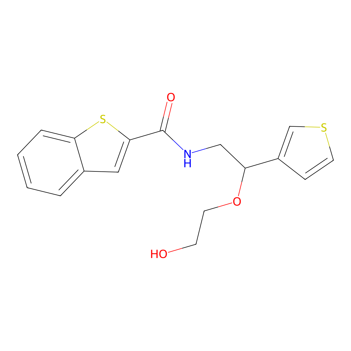 N-(2-(2-hydroxyethoxy)-2-(thiophen-3-yl)ethyl)benzo[b]thiophene-2-carboxamide molecular structure, CAS 2034366-28-2