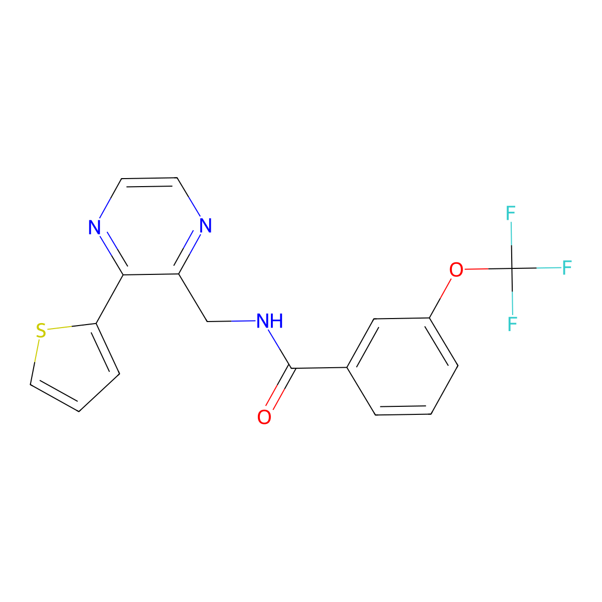 N-{[3-(thiophen-2-yl)pyrazin-2-yl]methyl}-3-(trifluoromethoxy)benzamide molecular structure, CAS 2034366-29-3