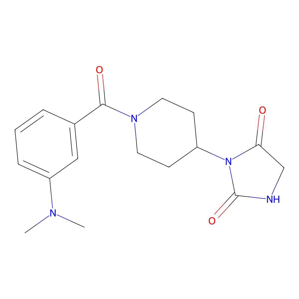 3-(1-(3-(Dimethylamino)benzoyl)piperidin-4-yl)imidazolidine-2,4-dione molecular structure, CAS 2034366-33-9