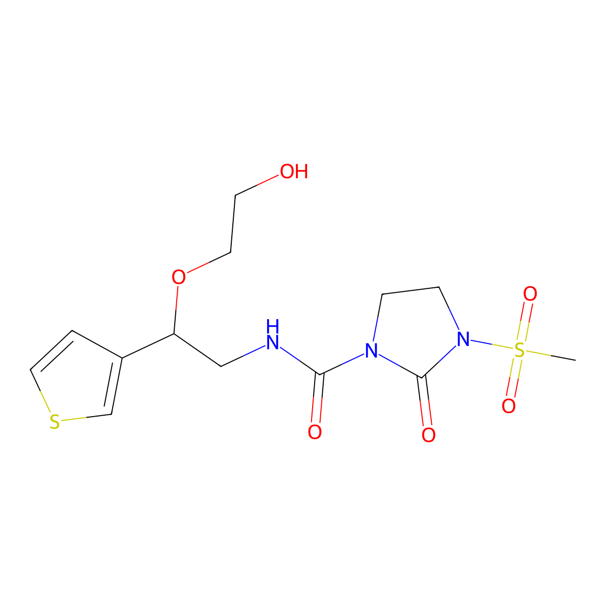 N-(2-(2-hydroxyethoxy)-2-(thiophen-3-yl)ethyl)-3-(methylsulfonyl)-2-oxoimidazolidine-1-carboxamide molecular structure, CAS 2034366-39-5