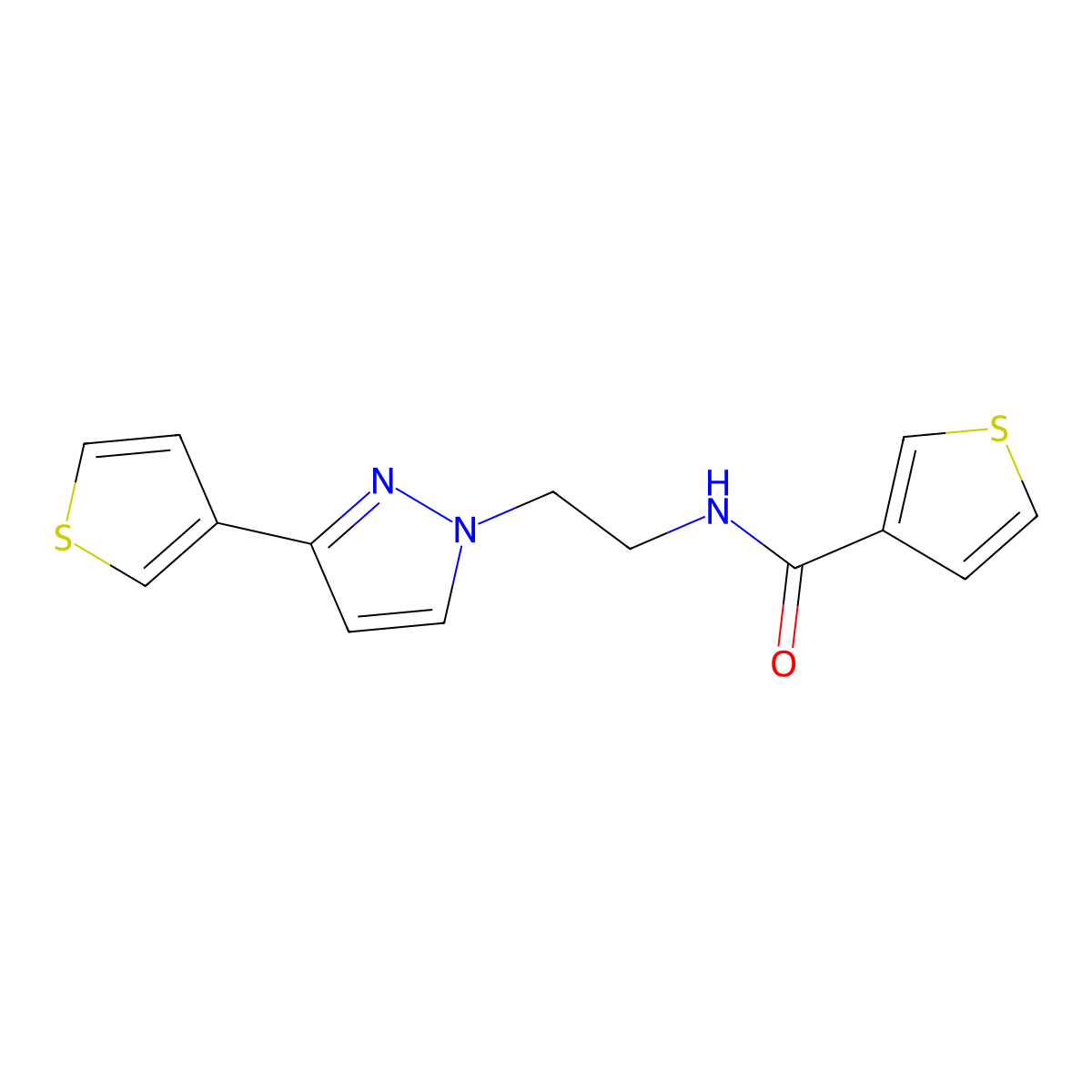 N-{2-[3-(thiophen-3-yl)-1H-pyrazol-1-yl]ethyl}thiophene-3-carboxamide molecular structure, CAS 2034366-40-8